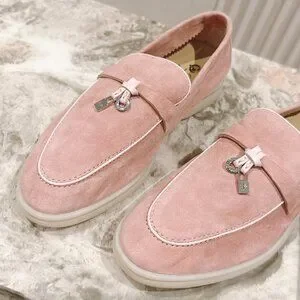 Loro Piana Pink Suede Slip-On Loafers