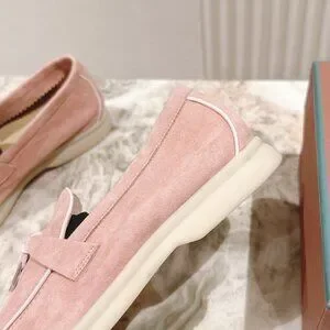 Loro Piana Pink Suede Slip-On Loafers