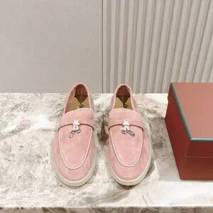 Loro Piana Pink Suede Slip-On Loafers