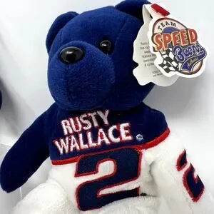 Lot Of 2 Bears Nascar Bear JEFF GORDON 24 & Rusty Wallace 2 Plush Toy Kids
