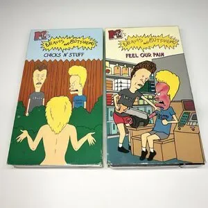 Lot of 2 Beavis and Butthead MTV VHS Tapes Feel Our Pain & Chicks N’ Stuff VTG