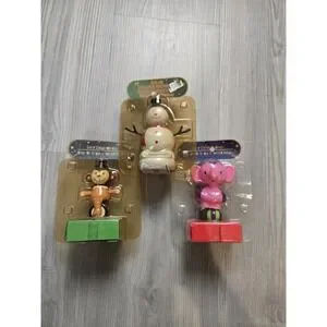 Lot of 3 Solar Powered Dancing Bobblehead Toys - Snowman Monkey Elephant