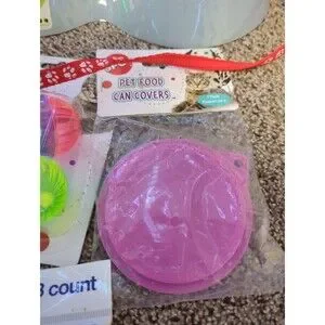 Lot Of 5 Cat Supplies New Or Like New - Dish Collar Leash Ball Toys Can Lids