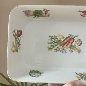 Louis Lourioux Rectangular Porcelain Baking Dish With Vegetable Designs …