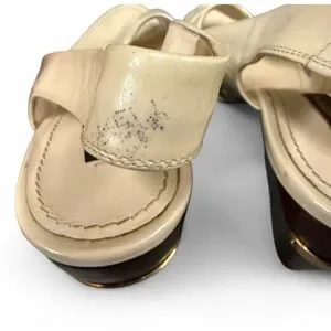 Louis Vuitton Cream Wedge Sandals