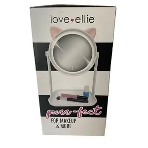 Love Ellie Onyx LED Kitty Makeup Mirror With Storage  USB Charge Dimmable