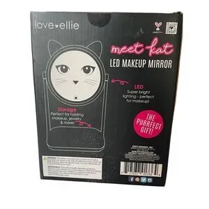Love Ellie Onyx LED Kitty Makeup Mirror With Storage  USB Charge Dimmable