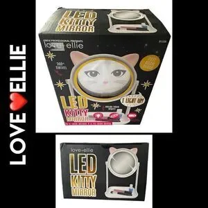 Love Ellie Onyx LED Kitty Makeup Mirror with Storage USB Charge Dimmable