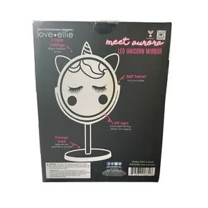 Love Ellie Onyx LED Unicorn Makeup Mirror With Storage USB Charge Dimmable