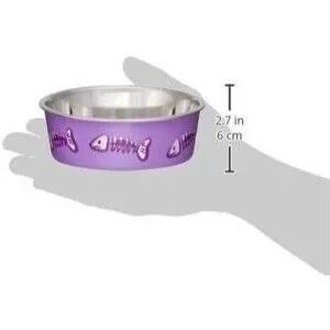 Loving Pets Fish Bella Bowl For Cat X-Small Lilac Fish Skeleton - New