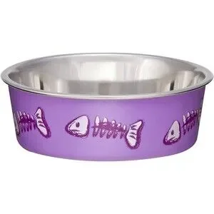 Loving Pets Fish Bella Bowl for Cat X-Small Lilac Fish Skeleton - New