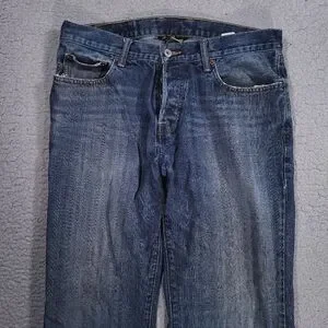 Lucky Brand 221 Original Straight Jeans Mens 34x32 Button Fly Denim Blue