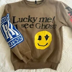 Lucky Me I See Ghosts Brown Graphic Sweater