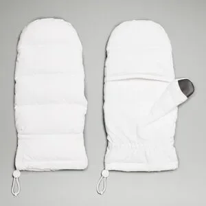 Lululemon Wunder Puff Down Mittens White Unisex Large XL NWT
