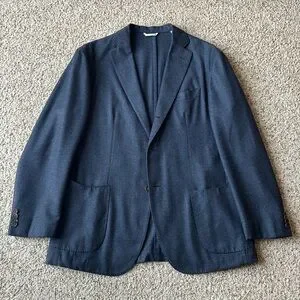 *Luxury* Finamore 1925 Napoli Navy Hand Tailored Patch Pocket Blazer Eu 52 US 40