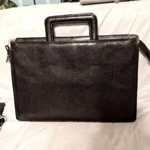 M.F. Marangi Black Lizardskin Embossed Leather Laptop Briefcase Like New W/strap