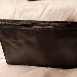 M.F. Marangi Black Lizardskin Embossed Leather Laptop Briefcase Like New W/strap