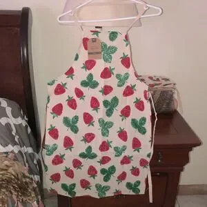 Mabelle Home Collection Strawberry Print Cotton Apron