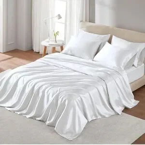 Madison Park White Queen Satin Sheet Set NWT