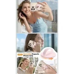 Magnetic Phone Grip Holder Compatible W/ MagSafe Ultra Thin Silicone Pink S16
