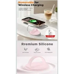 Magnetic Phone Grip Holder Compatible W/ MagSafe Ultra Thin Silicone Pink S16