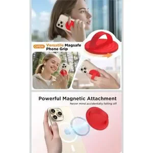 Magnetic Phone Grip Holder Compatible W/ MagSafe Ultra Thin Silicone Red S16