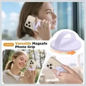 Magnetic Phone Grip Holder Compatible W/ MagSafe Ultra Thin Silicone White S16