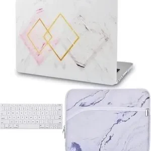 Marble Design Tablet Case with Keyboard - White and Gold