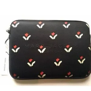 Marc Jacobs IPad Tablet Case Black Floral Neoprene Zip Computer Universal Tulip