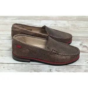Marc Joseph Boys Size 10.5 Brown Leather Slip On Comfort Loafer Shoes Dress