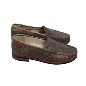 Marc Joseph Boys Size 10.5 Brown Leather Slip On Comfort Loafer Shoes Dress