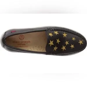 MARC JOSEPH NEW YORK Unisex-Child Leather Driver Gold Star Detail Loafer New