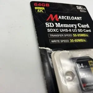 Marceloant 64GB SD Card 4K SDXC UHS-II U3 Memory Card 50-95MB/s High Performance