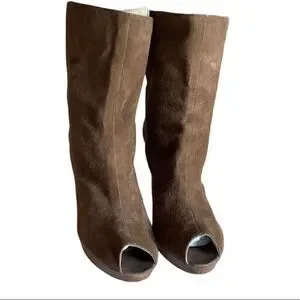 Mare Brown Suede Open Toe Boots Size 38