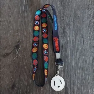Marvel Avengers Lanyard 4- Avenger Icons Black Multi Color