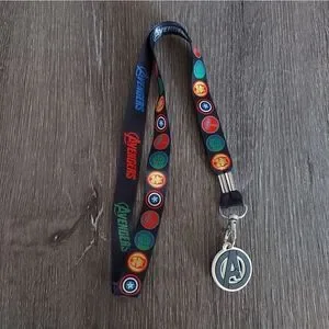 Marvel Avengers Lanyard 4- Avenger Icons Black Multi Color