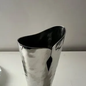 Mary Jurek Hammered Tall Vase 9” Sliver Stainless Steel