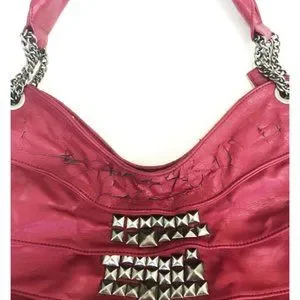 Matt And Nat Cleo Nappa Studded Bag Magenta Large Faux Leather Edgy Recycled