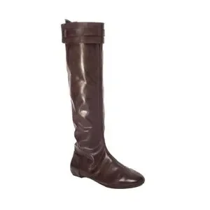 Maxstudio.com Dark Brown Draping Leather Boot Women’s Size 6.5 Fold Over Shaft