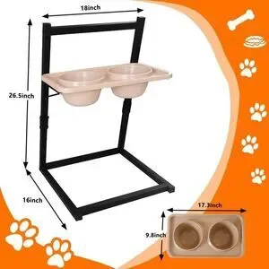 Mellart Elevated Dog Bowls For Large Dogs - Adjustable From 6.7"- 25"