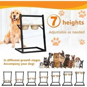 Mellart Elevated Dog Bowls For Large Dogs - Adjustable From 6.7"- 25"