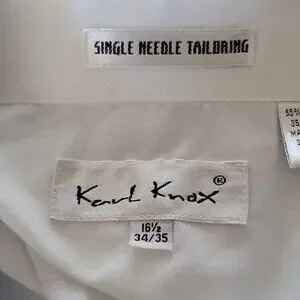 Men's Button Up Shirt By Karl Knox Wht (size 16.5 34/35)