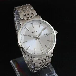 Men's Casual Watch Silver Tone Three Hand With Date Complication 38mm