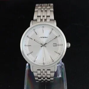 Men's Casual Watch Silver Tone Three Hand With Date Complication 38mm