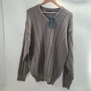 Men's Izod Club Authentic Golf Sportswear Taupe Pullover Sweater Size XL
