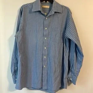 Men’s Michael Kors size 16 34/35 long sleeve striped blue button down shirt