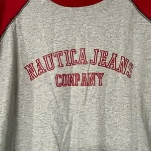 Men’s Náutica Long Sleeve Shirt Red/Grey/ With Black Stitching Size 2Xl