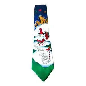 Men's Santa Golf SILK NECKTIE Novelty TIE Hallmark MMG Reindeer Snow Golfing