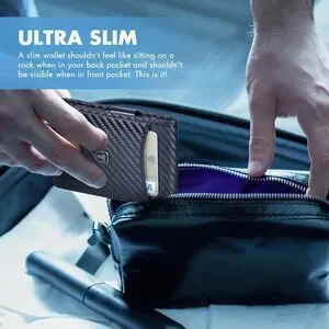 Men’s Slim Wallet With Money Clip RFID Protection ID Window NIB