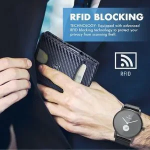Men’s Slim Wallet With Money Clip RFID Protection ID Window NIB